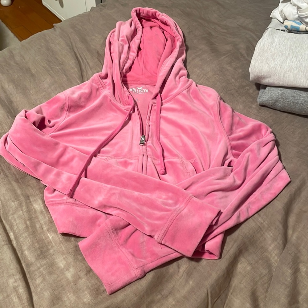 Velvet, hollester hot pink zip up sweatshirt